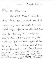 Hand Written patient testimonial 2